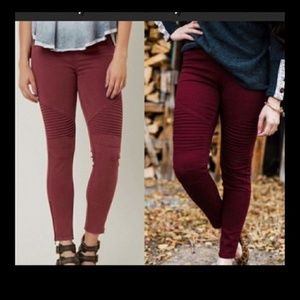 Burgundy Biker Pants